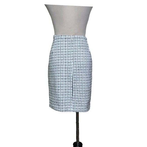 Shein white black plaid front twist overlayed mini skirt size L - Picture 10 of 11